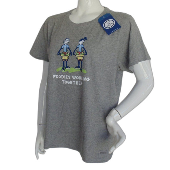 new LIFE IS GOOD Tee, XL, Foodies Work Together, Gray, Short sleeves - Picture 4 of 8